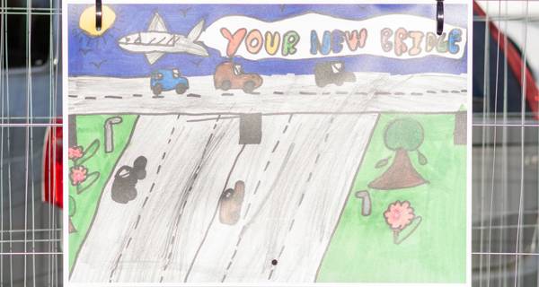 Students from a local primary school participated in an art competition to draw the new bridge
