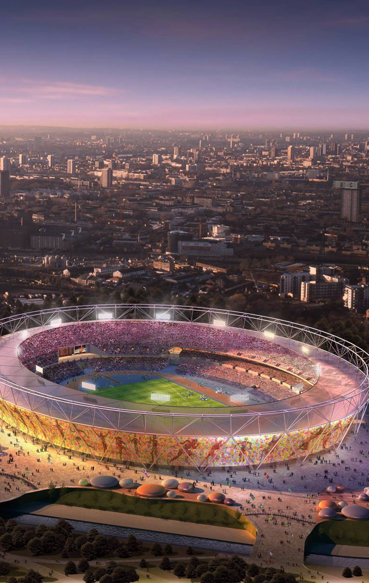 Aerial of London Olympic Stadium
