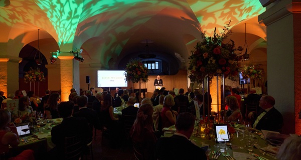 Kevin McCloud addresses the room