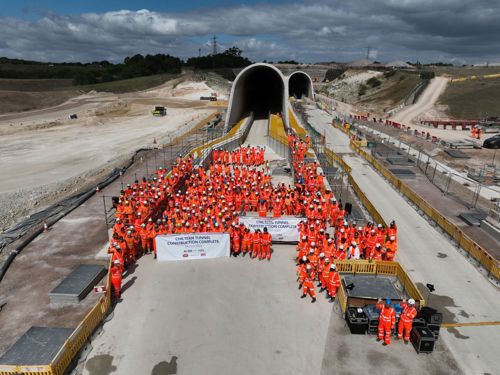 The Align team congregate for a picture upon the completion of the Chiltern Tunnel work