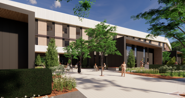 A CGI of the inner courtyard at the NRC