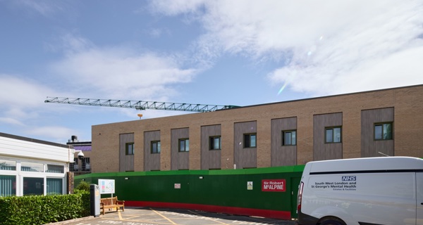 An outside view of a building site